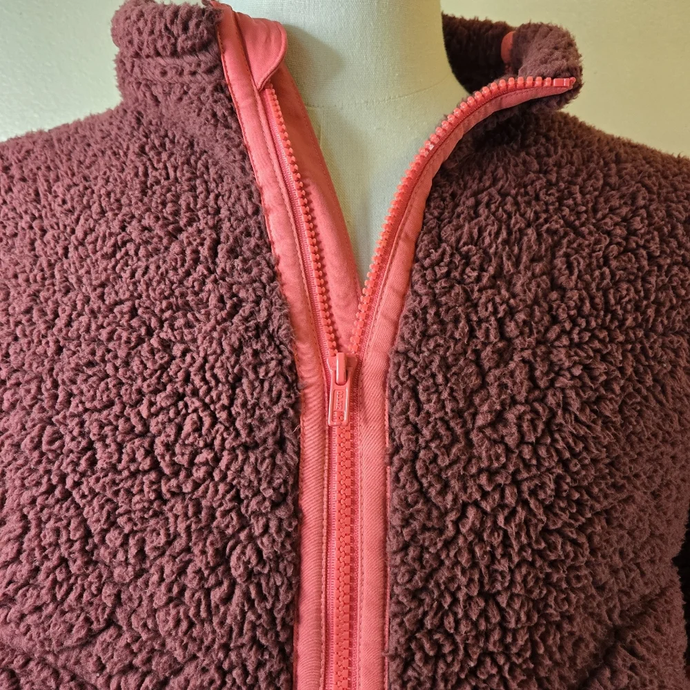 SO Teddy Half Zip Jacket Marroon and Pink Size Large